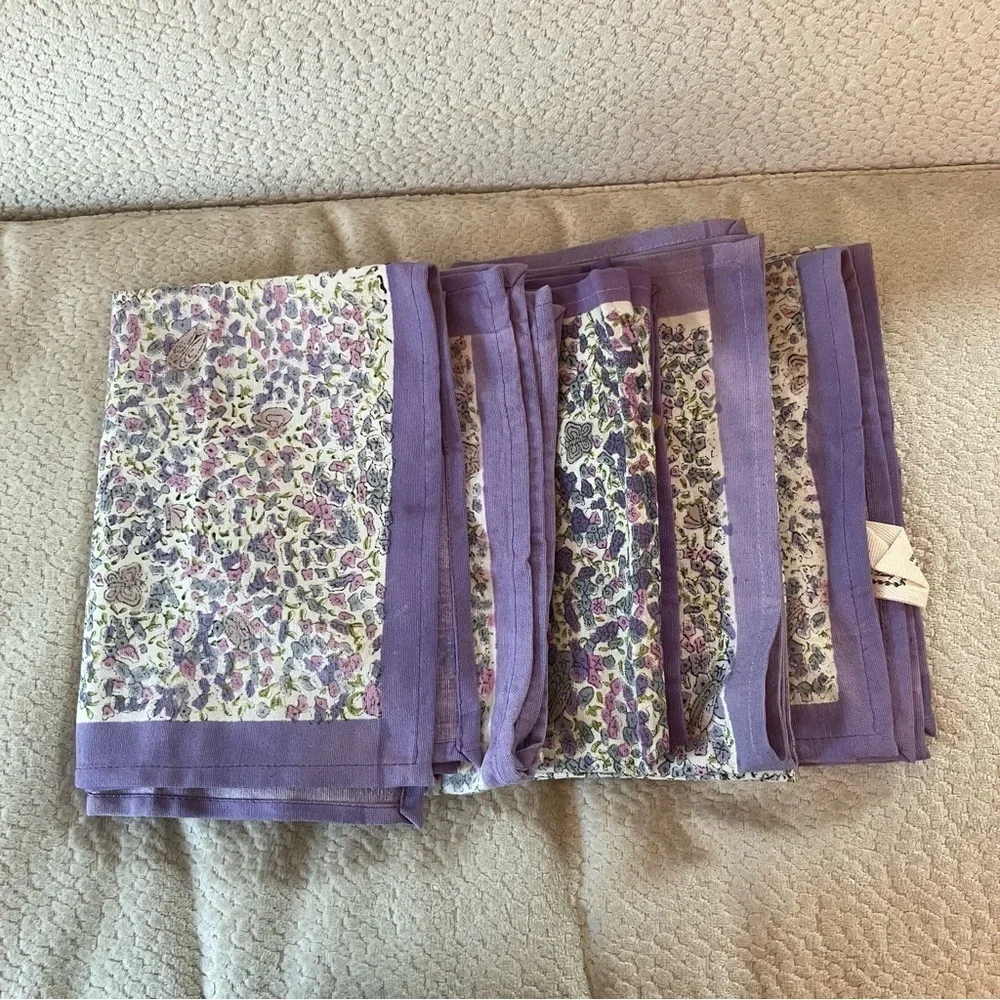 Couleur Nature Placemats Napkins  (5) Purple Flowers Butterfly Cottagecore